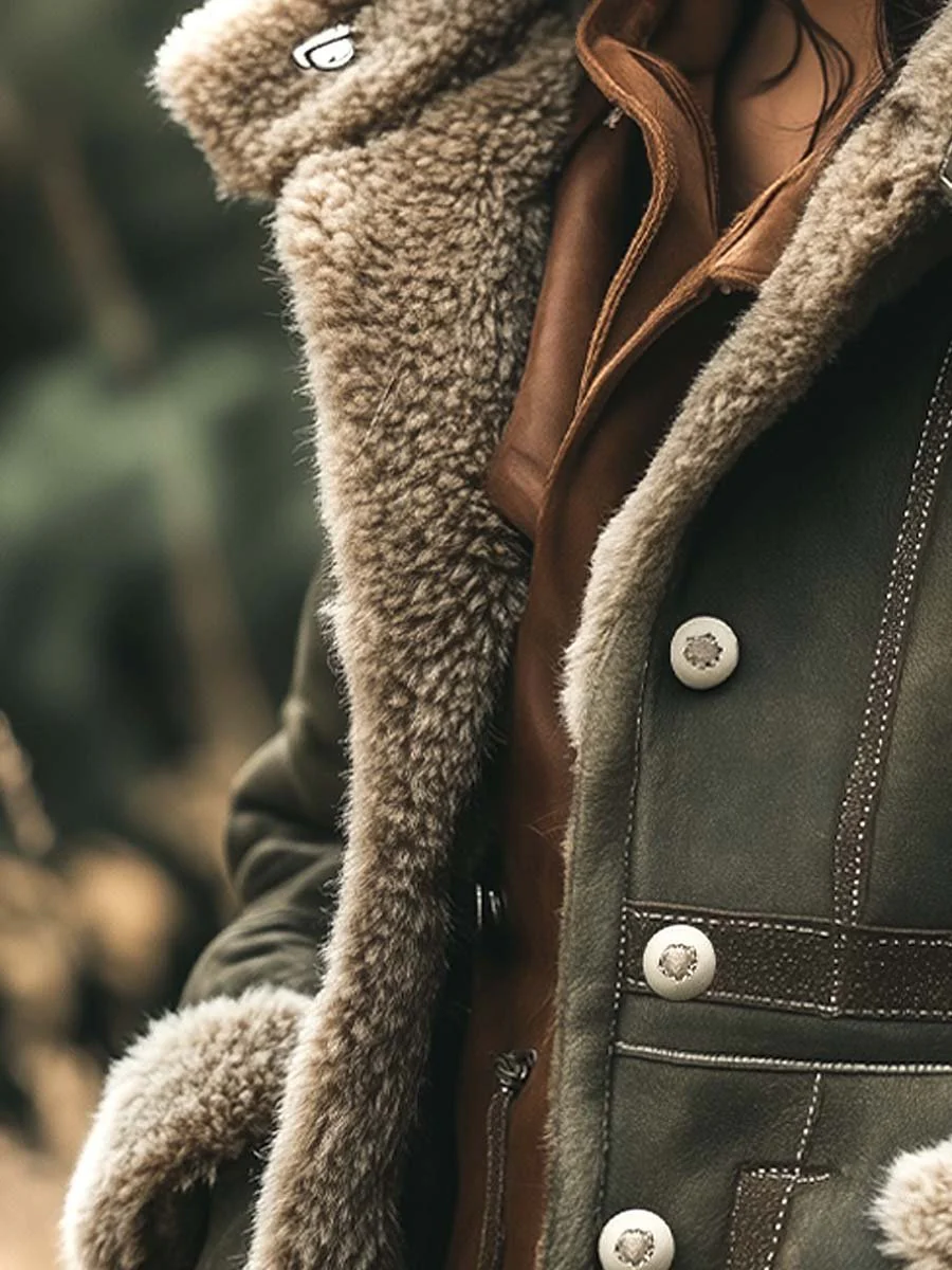 Women's Retro Suede Thick Warm Coat - Image 3