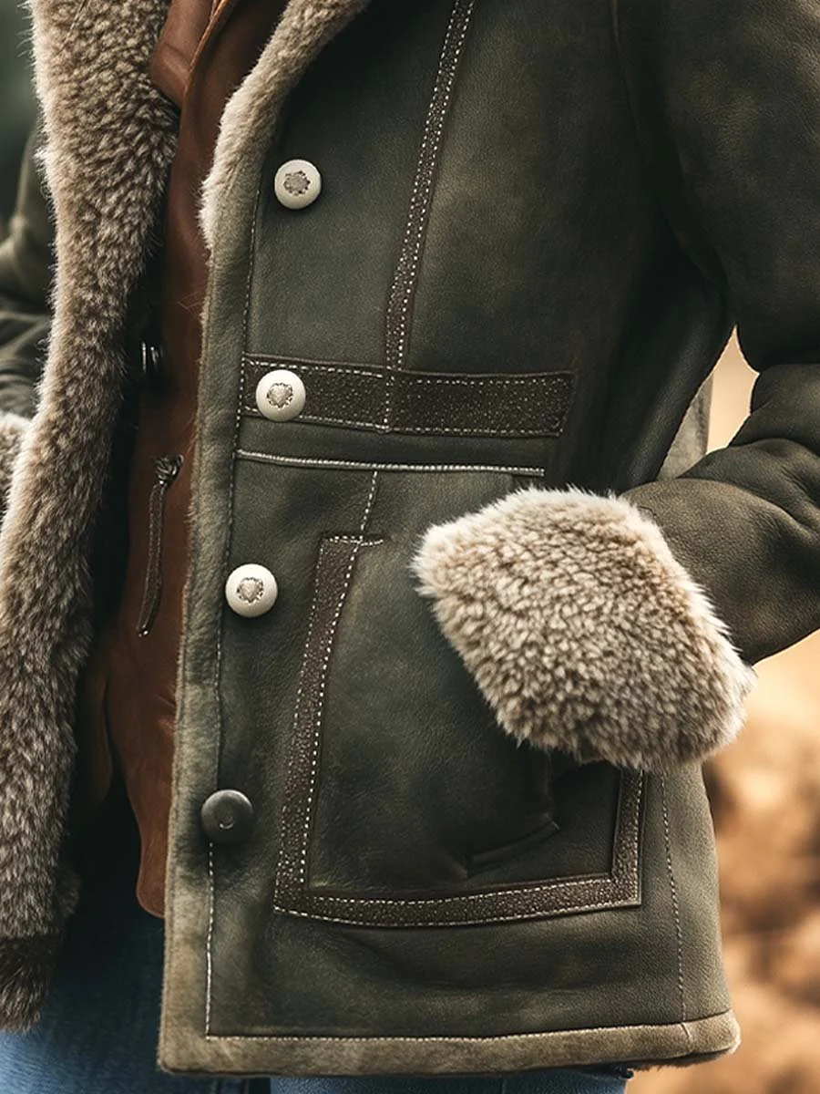 Women's Retro Suede Thick Warm Coat - Image 4