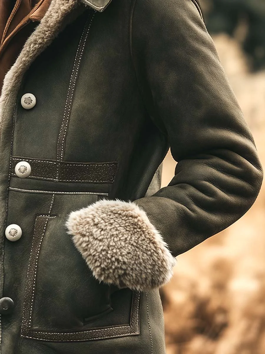 Women's Retro Suede Thick Warm Coat - Image 5