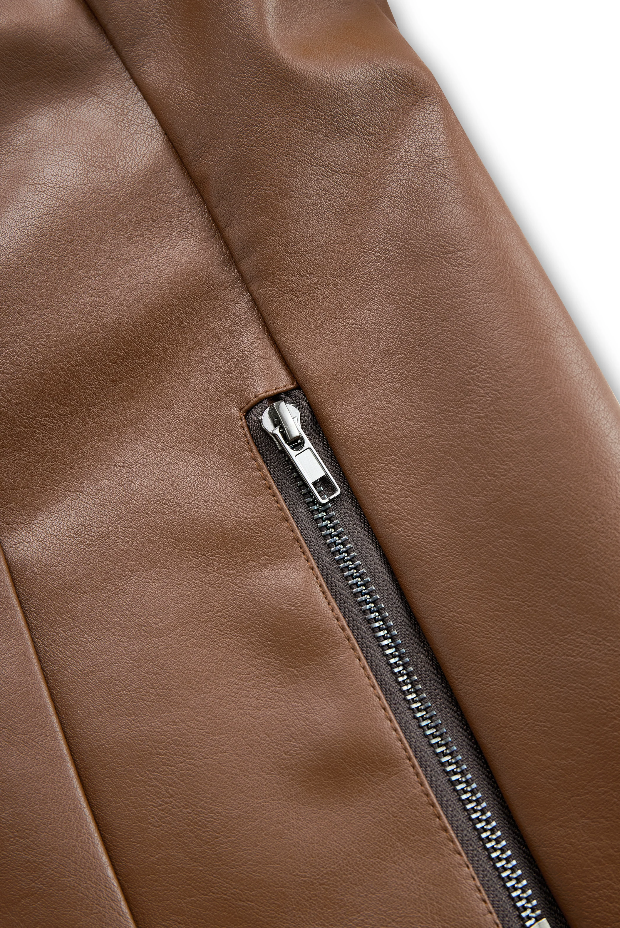 Women's Stand Collar Vintage Faux Leather Jacket - Image 5