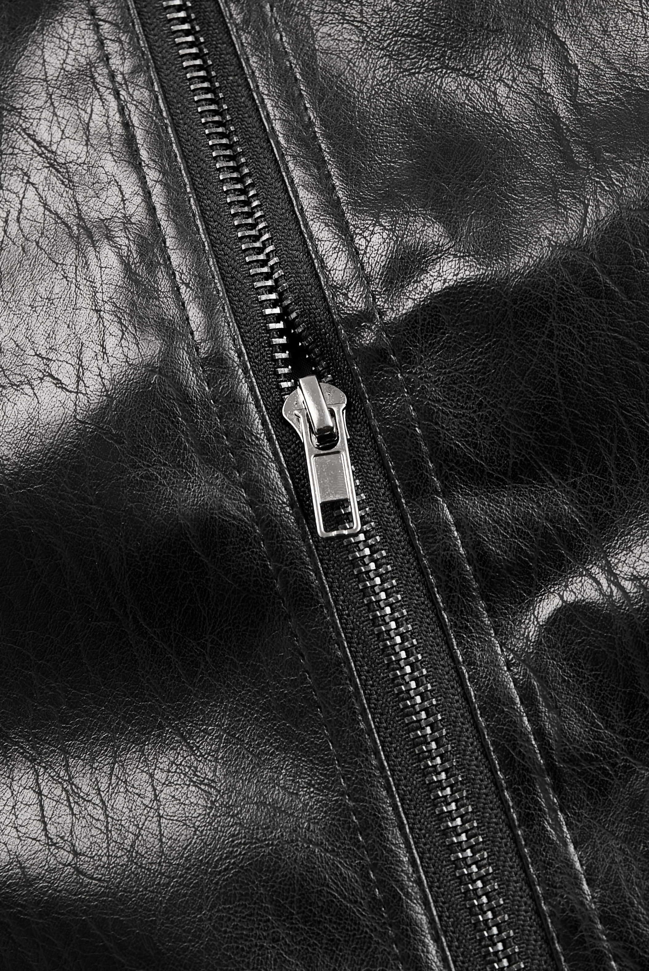 Women's Vintage Stand Collar Faux Leather Jacket - Image 4